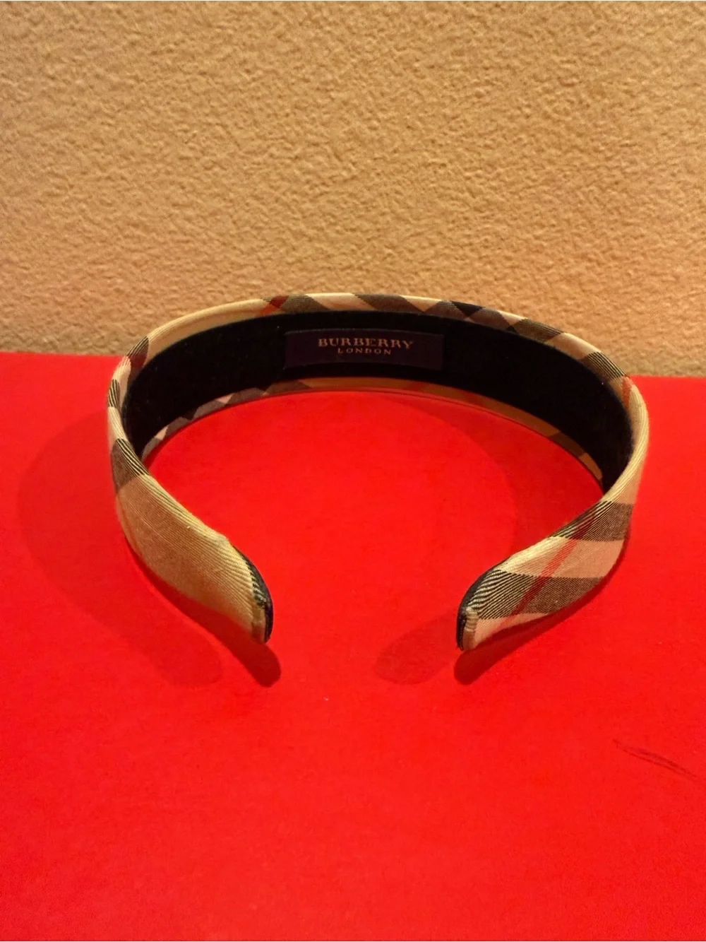 Burberry Tan Checkered Padded Headband
